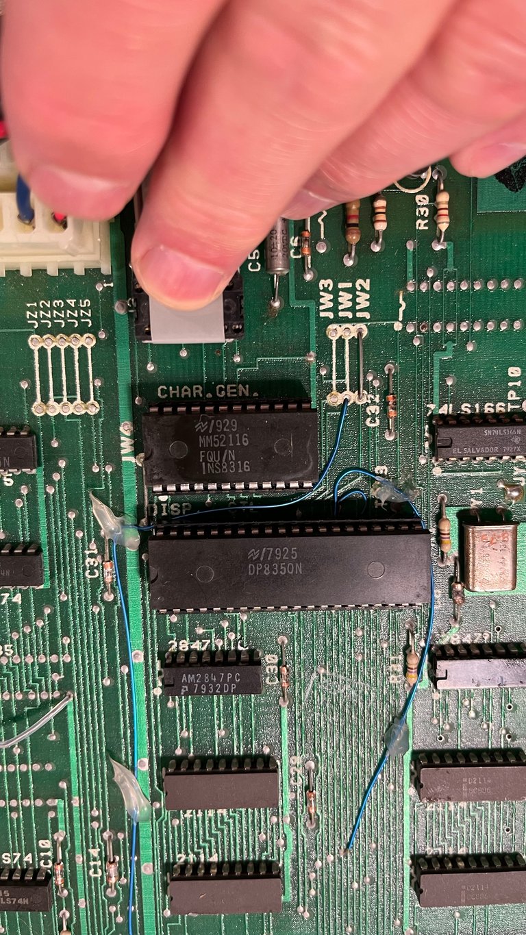 ADDS Regent 25 PCB top view focus on display and character ROM